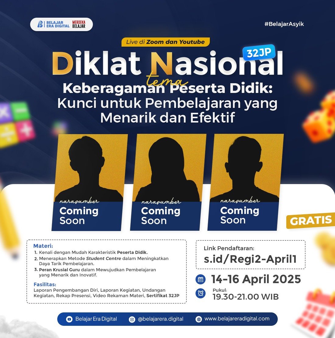 Diklat 32JP: Keberagaman Peserta Didik: Kunci untuk Pembelajaran yang Menarik dan Efektif (14-16 April 2025)